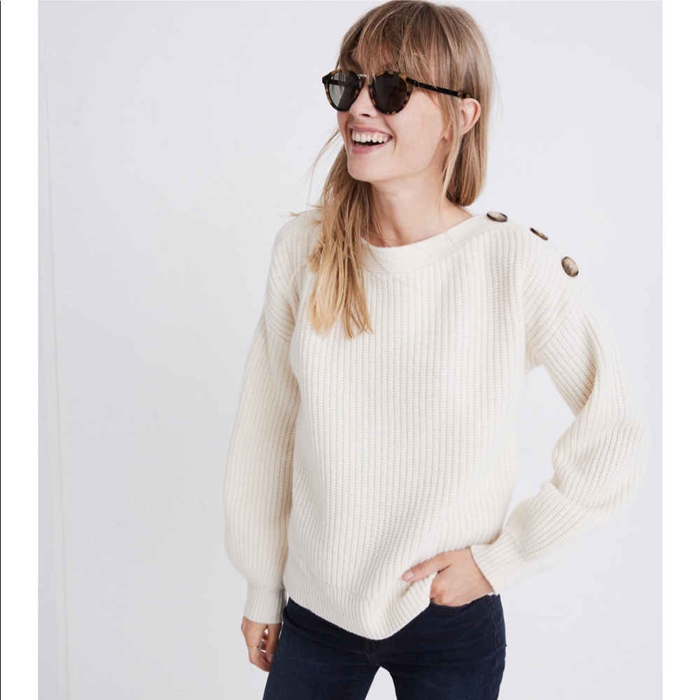 NWOT Madewell Boatneck Button-Shoulder Sweater